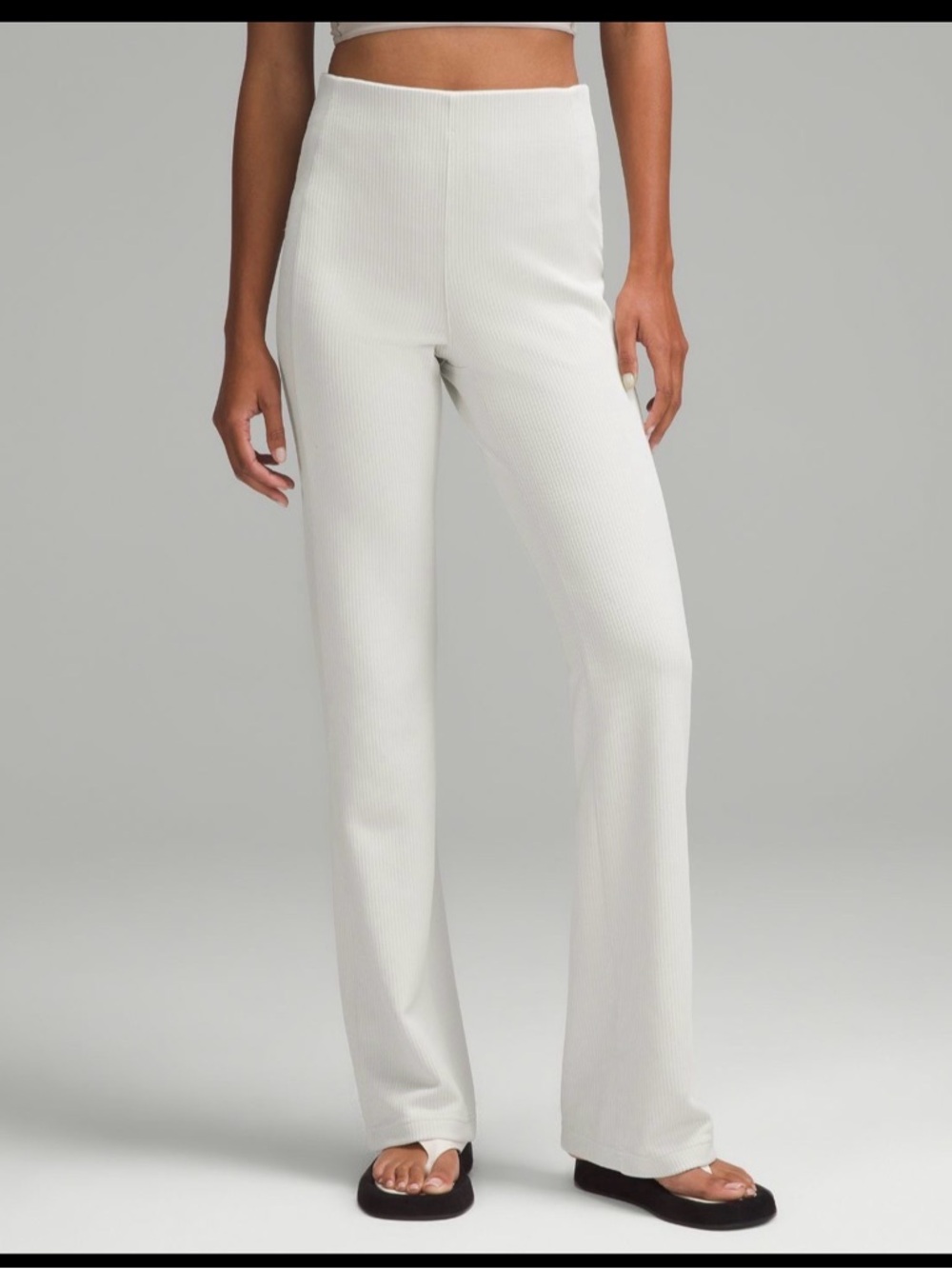 Lululemon Ribbed Softstreme Zip Leg Flared Pant in Bone NWOT